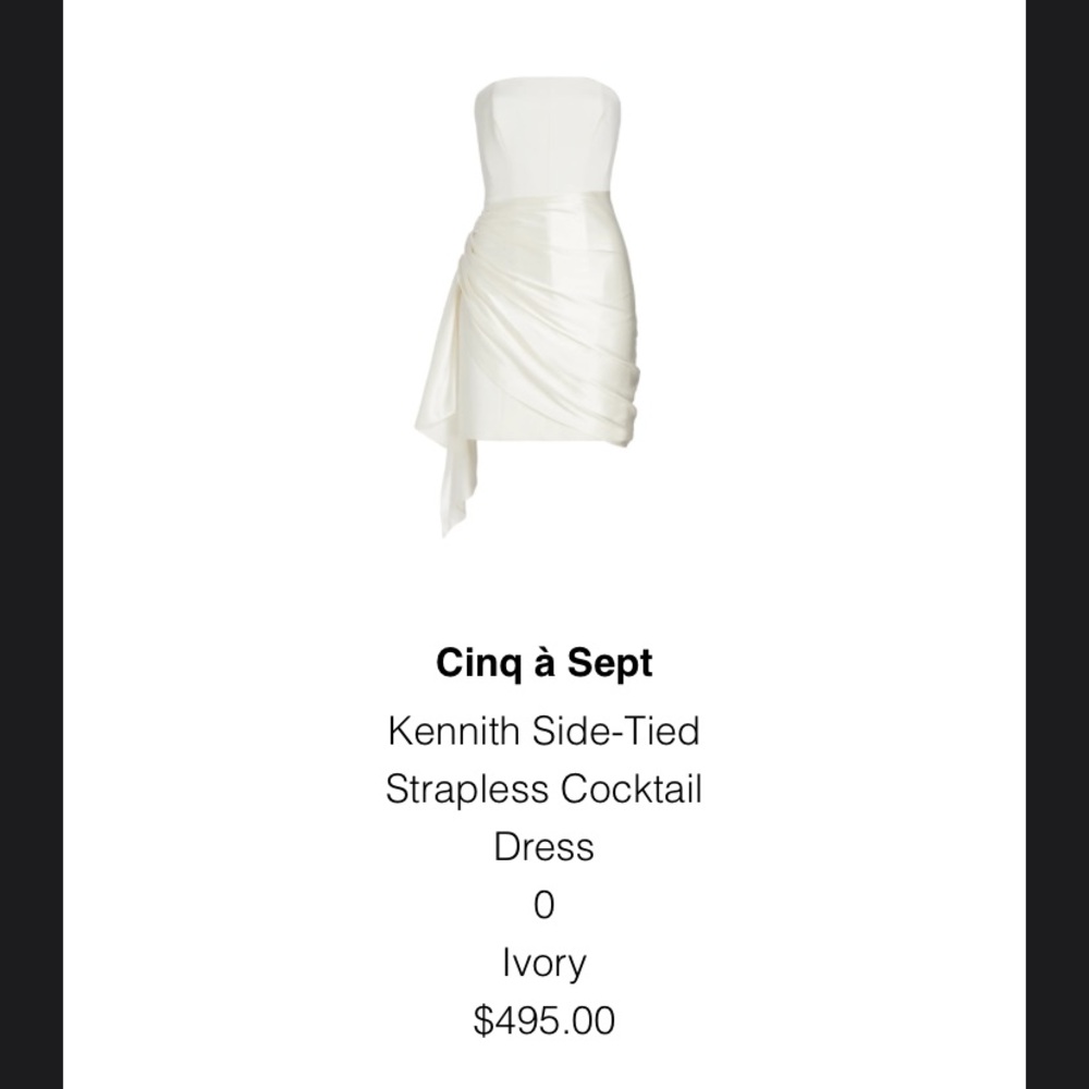cinq a sept Strapless Ivory Satin Mini Dress - Picture 3 of 4